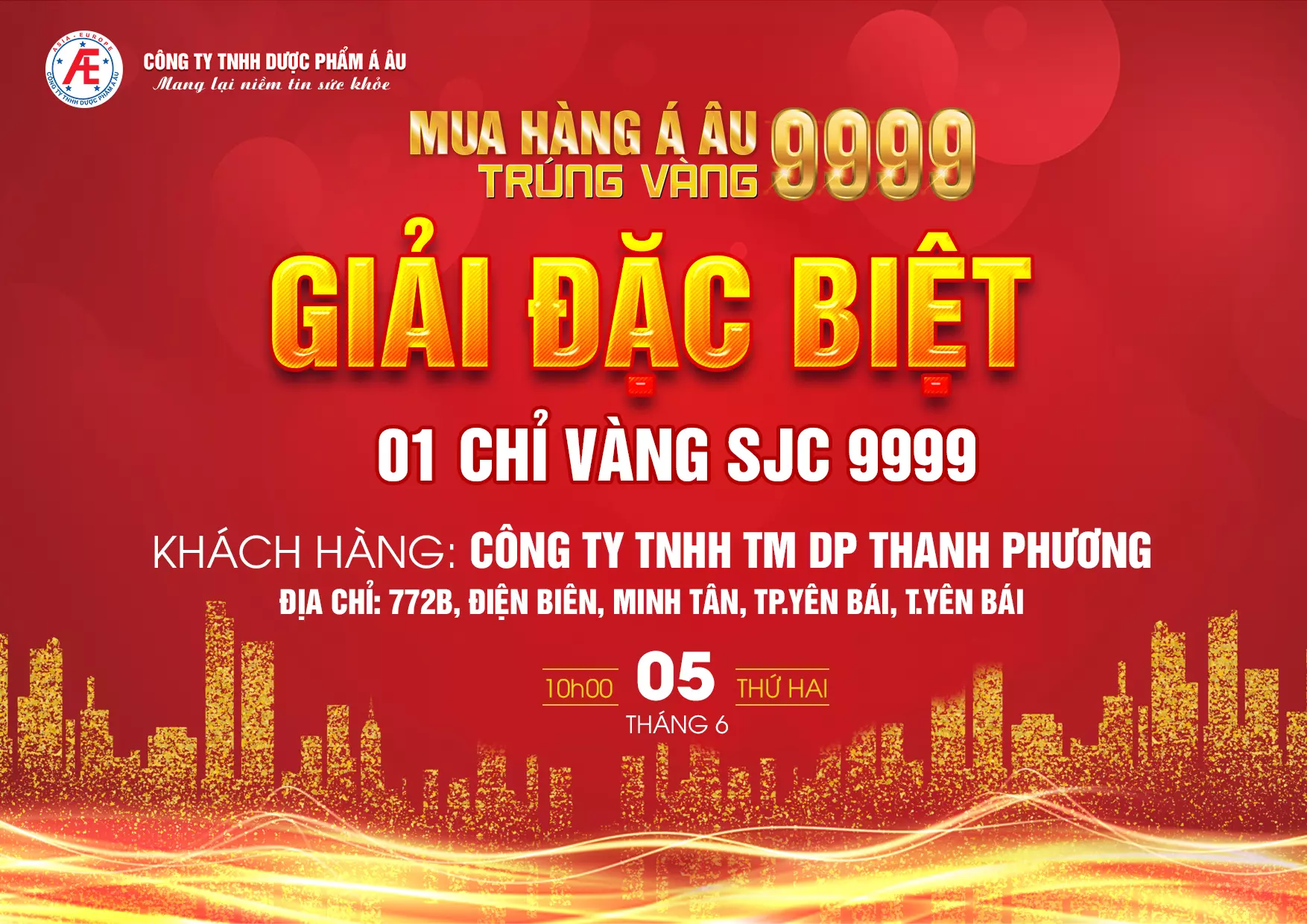 Xin chúc mừng Công ty TNHH TM DP Thanh Phương là đơn vị cuối cùng đã may mắn trúng giải đặc biệt của chương trình
