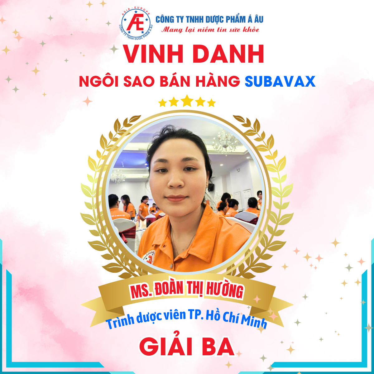 Giải ba thuộc về chị Đoàn Thị Hường - Trình dược viên TP. Hồ Chí Minh