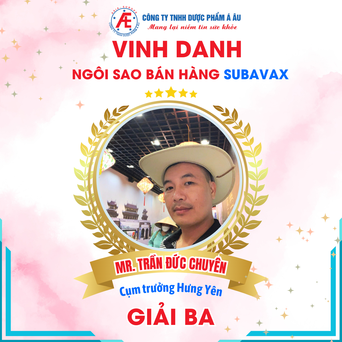 Giải ba thuộc về anh Trần Đức Chuyên - Cụm trưởng Hưng Yên