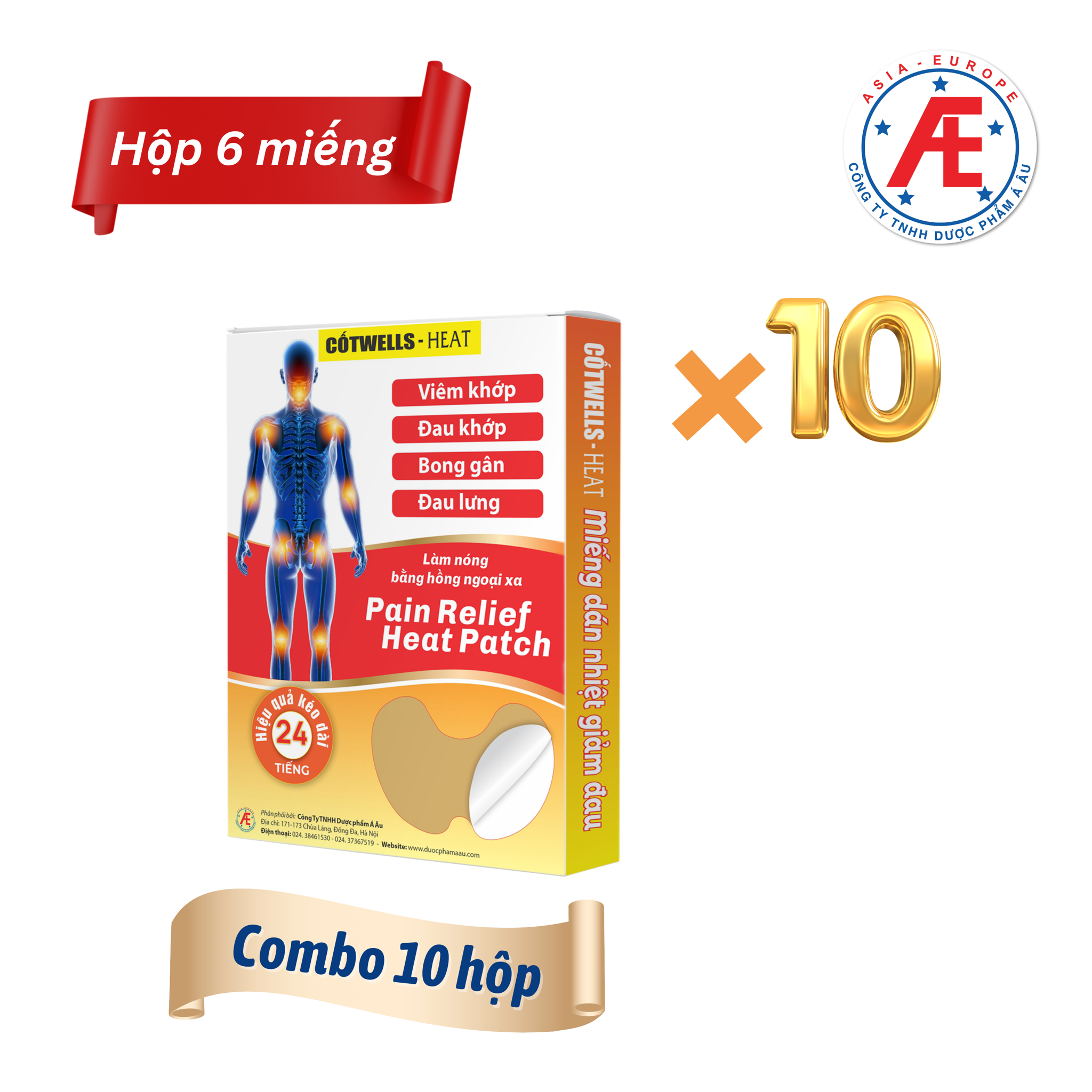 Combo 10 hộp miếng dán hồng ngoại xa CốtWells-Heat (Hộp 6 miếng dán)