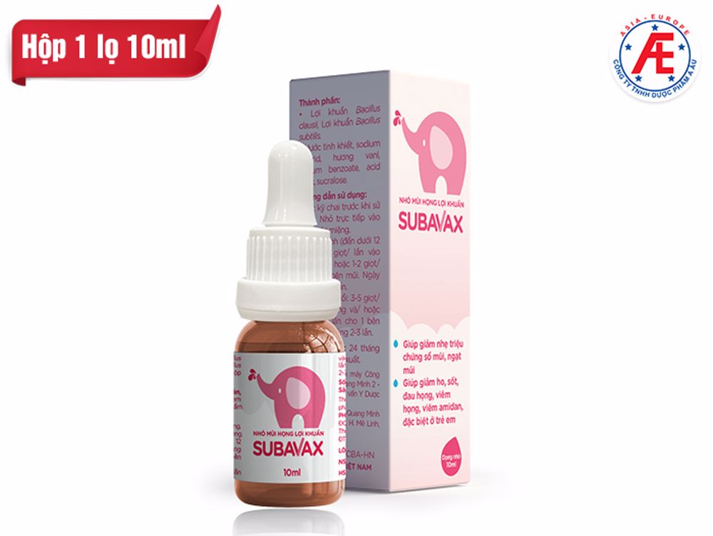 Nhỏ mũi họng lợi khuẩn Subavax 10ml