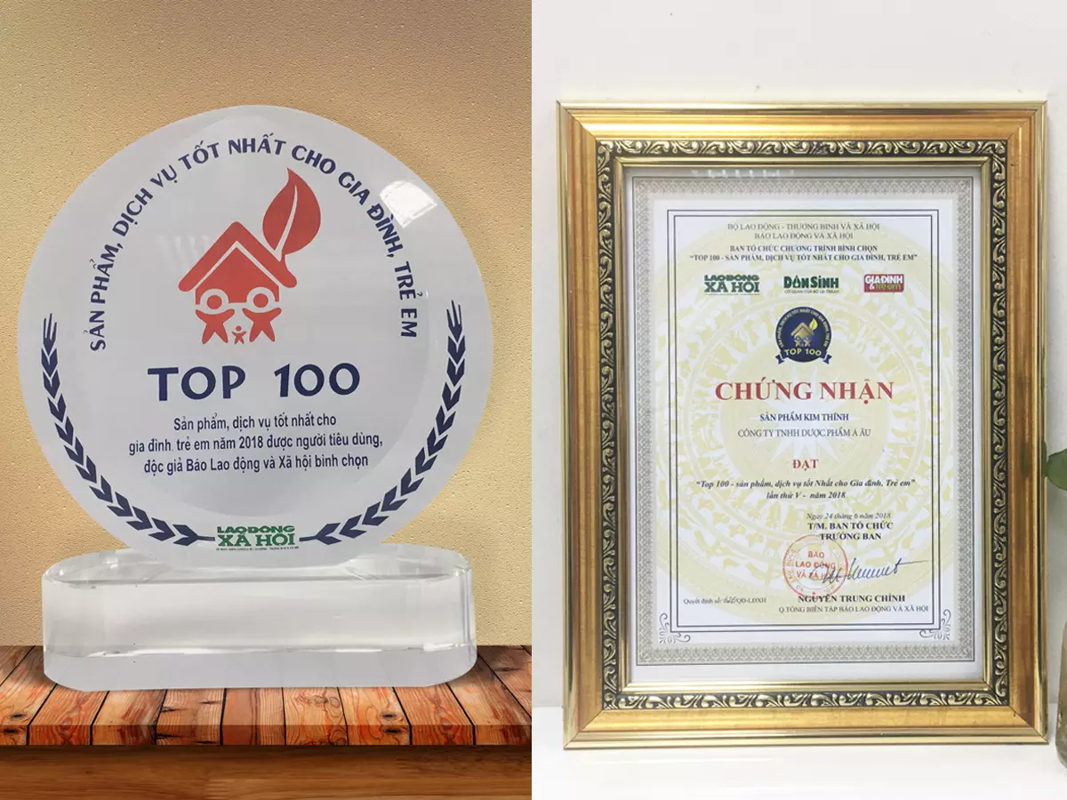 Kim Thính vinh dự là “Top 100 sản phẩm, dịch vụ tốt nhất cho gia đình và trẻ em” trong nhiều năm