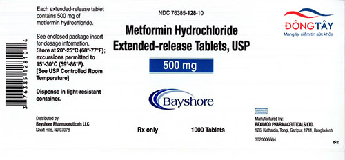 Thuốc Metformin Hydrochloride, USP dạng viên nén giải phóng kéo dài 500mg
