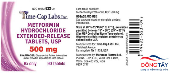 Viên nén Metformin Hydorchloride Extended-Release 500 mg của Công ty dược phẩm Ấn Độ Marksans Pharma Limited